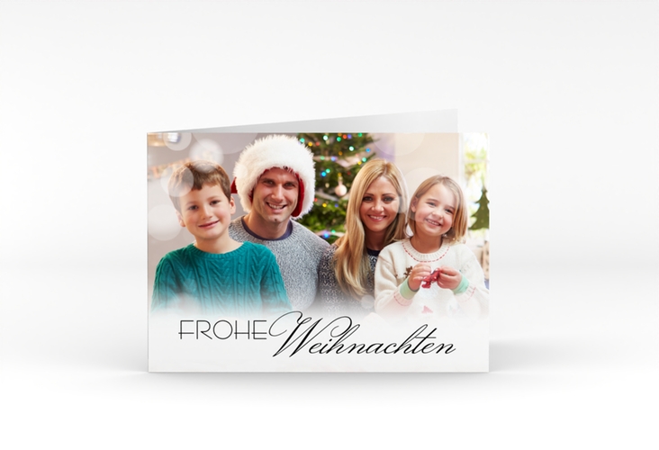 Weihnachtskarte Familienzeit A6 Klappkarte quer schwarz zum Personalisieren mit Familienfoto