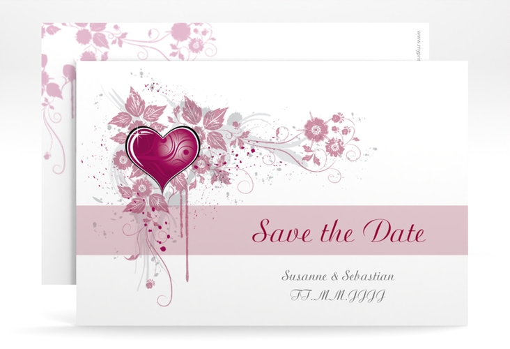 Save the Date-Karte Hochzeit Triest A6 Karte quer pink