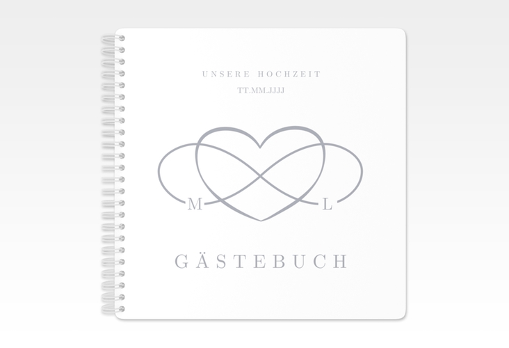 Gästebuch Hochzeit Infinity Ringbindung grau