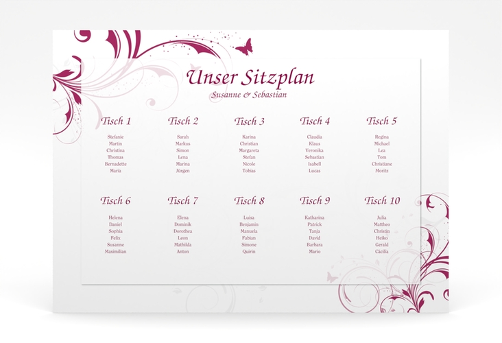 Sitzplan Poster Hochzeit Palma 70 x 50 cm Poster