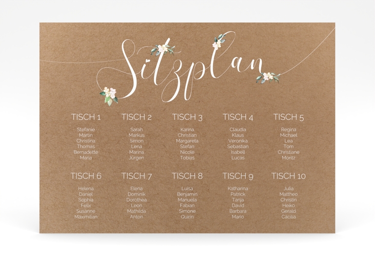 Sitzplan Poster Hochzeit Inlove 70 x 50 cm Poster