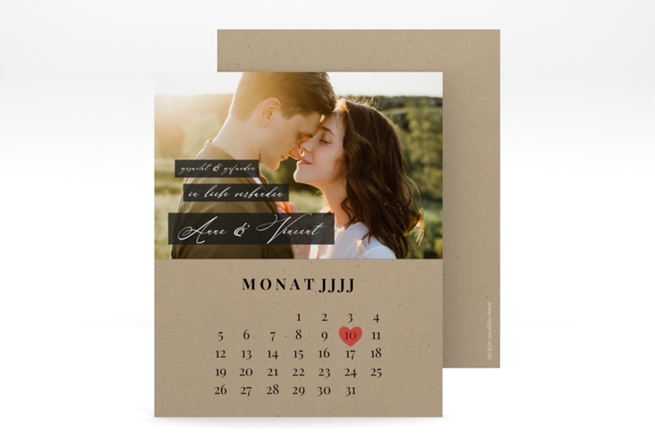 Save the Date-Kalenderblatt Augenblick Kalenderblatt-Karte beige