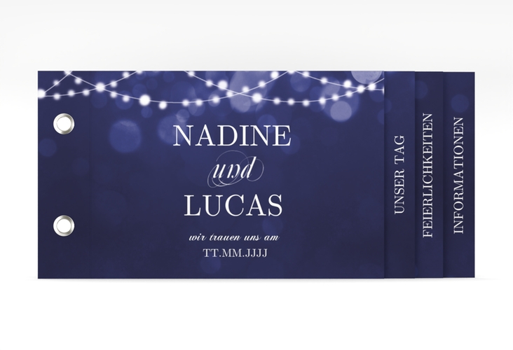 Hochzeitseinladung Lichtspiel Booklet blau