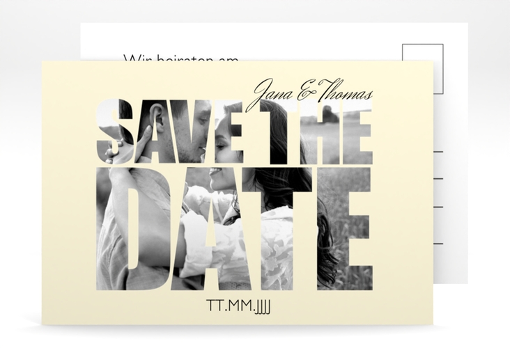 Save the Date-Postkarte  Letters A6 Postkarte beige hochglanz