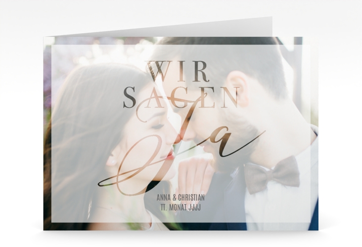 Hochzeitseinladung Amazing mittlere Klappkarte quer weiss