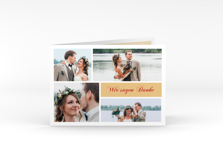 Danksagungskarte Hochzeit Collage A6 Klappkarte quer apricot