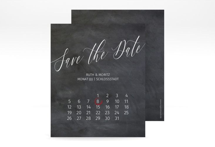 Save the Date-Kalenderblatt Chalkboard Kalenderblatt-Karte mit Folie