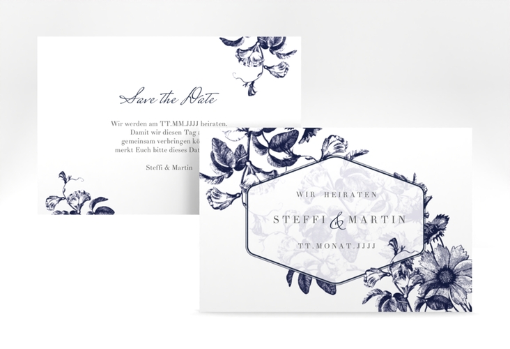 Save the Date-Karte Magnificent A6 Karte quer blau hochglanz