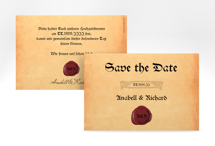 Save the Date-Karte Mittelalter A6 Karte quer beige