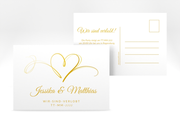 Verlobungskarte Hochzeit Envie A6 Postkarte gold