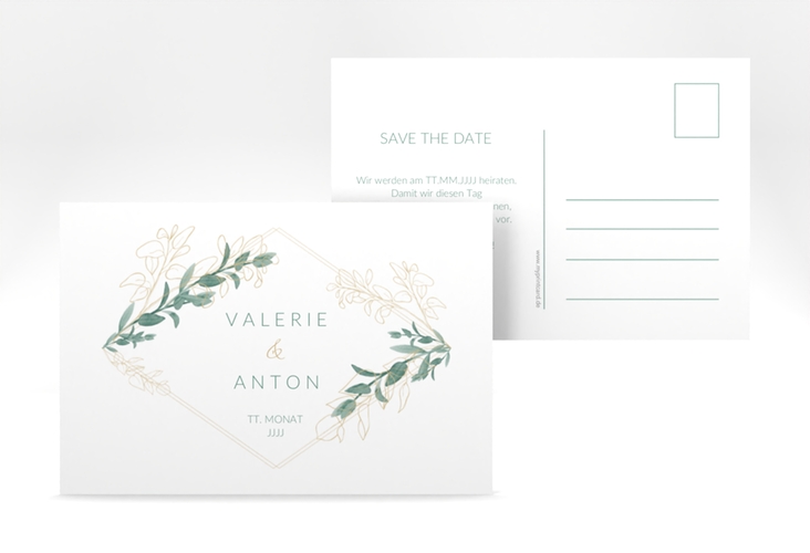 Save the Date-Postkarte Verde A6 Postkarte weiss