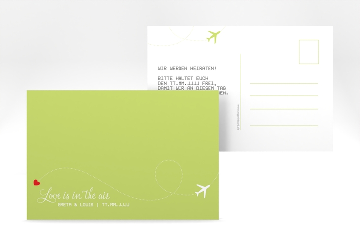 Save the Date-Postkarte Weddingpass A6 Postkarte gruen hochglanz