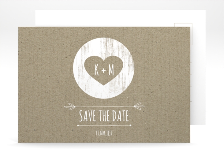 Save the Date-Postkarte Shabby A6 Postkarte Kraftpapier