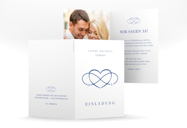 Einladungskarte Hochzeit Infinity A6 Klappkarte hoch hochglanz