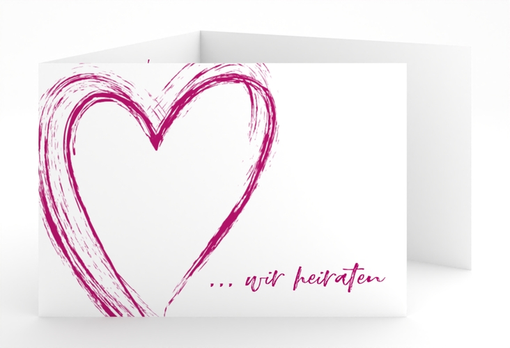 Hochzeitseinladung Liebe A6 Doppel-Klappkarte pink