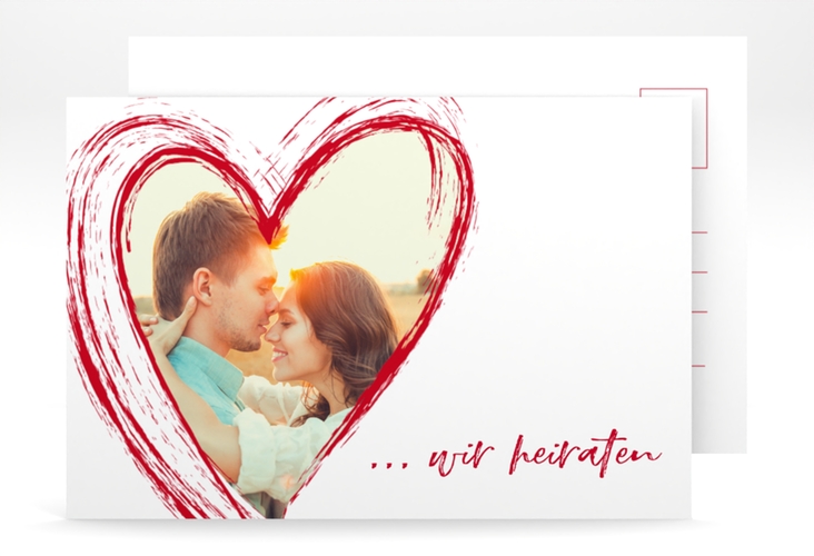 Verlobungskarte Hochzeit Liebe A6 Postkarte rot