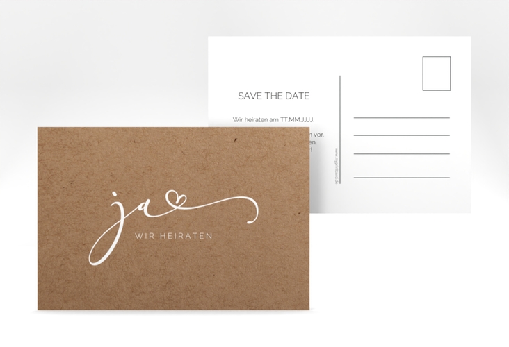 Save the Date-Postkarte Jawort A6 Postkarte modern minimalistisch mit veredelter Aufschrift