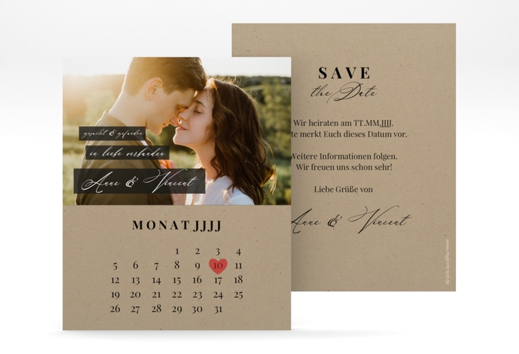 Save the Date-Kalenderblatt Augenblick Kalenderblatt-Karte beige