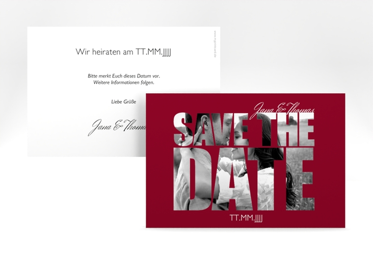 Save the Date-Karte Hochzeit Letters A6 Karte quer rot