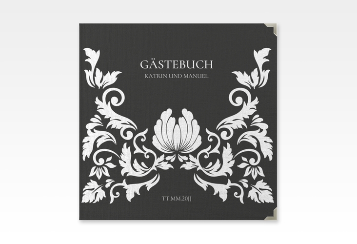 Gästebuch Selection Hochzeit Royal Leinen-Hardcover schwarz mit barockem Blumen-Ornament