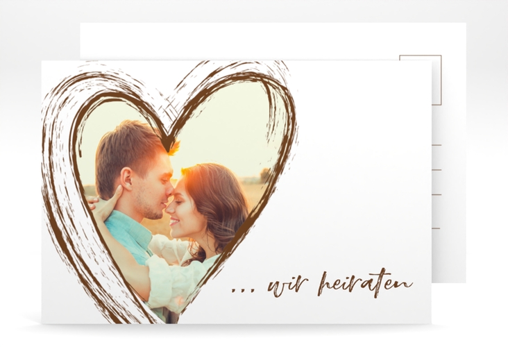 Verlobungskarte Hochzeit Liebe A6 Postkarte braun