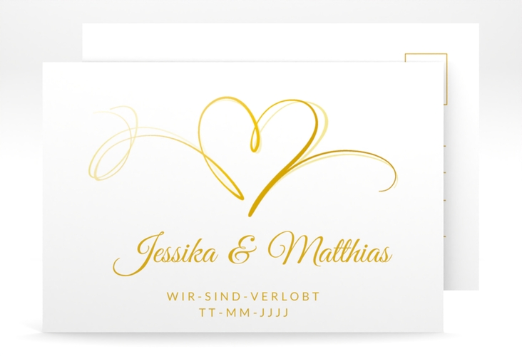 Verlobungskarte Hochzeit Envie A6 Postkarte gold