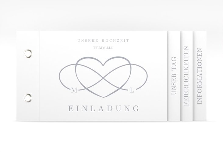 Hochzeitseinladung Infinity Booklet grau