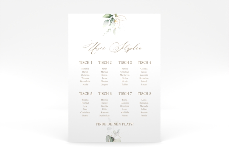 Sitzplan Poster Hochzeit Selvatica 50 x 70 cm Poster mit Eukalyptus-Kranz