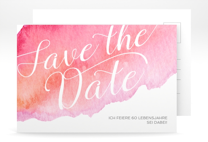 Save the Date-Postkarte Geburtstag Aquarell A6 Postkarte rot