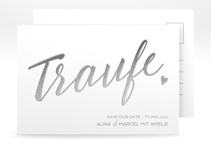 Save the Date-Postkarte Traufe A6 Postkarte weiss