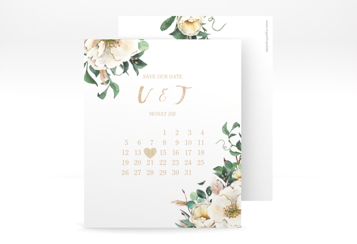 Save the Date-Kalenderblatt Ivory Kalenderblatt-Karte weiss