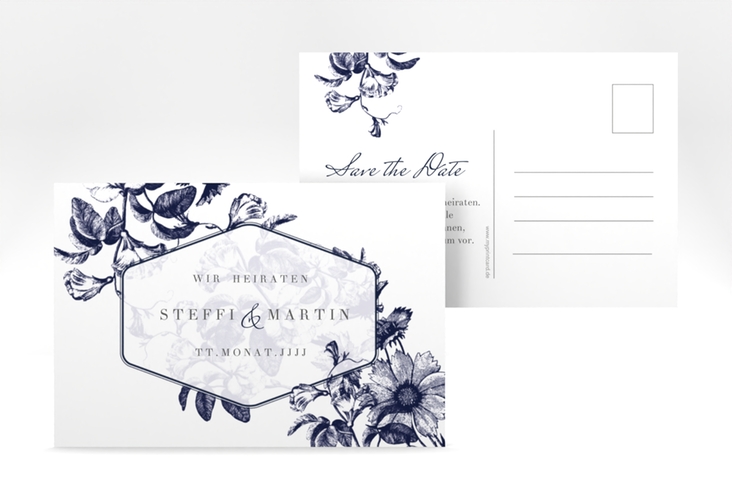 Save the Date-Postkarte Magnificent A6 Postkarte blau