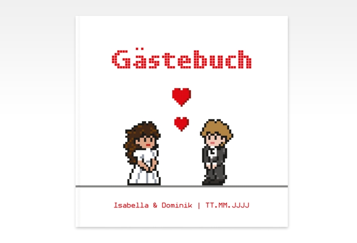 Gästebuch Creation Hochzeit Pixel 20 x 20 cm, Hardcover weiss