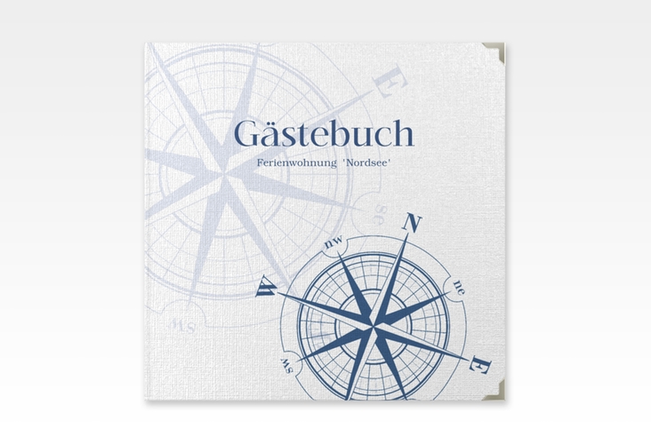 Gästebuch Selection Ferienwohnung Nordsee Leinen-Hardcover blau mit Windrose