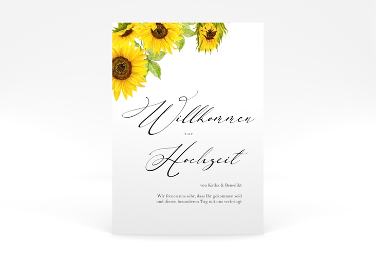 Willkommensschild Poster Sonnenblume 50 x 70 cm Poster weiss