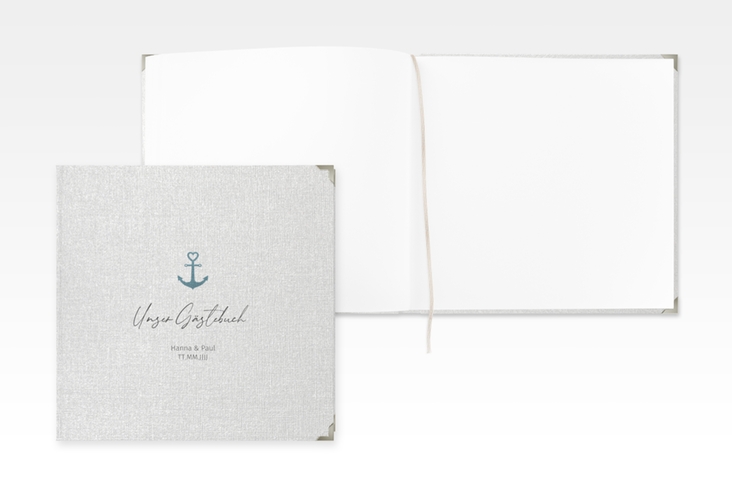 Gästebuch Selection Hochzeit Ankerliebe Leinen-Hardcover im minimalistischen maritimen Design mit Anker