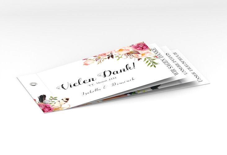 Danksagungskarte Flowers Booklet weiss hochglanz mit bunten Aquarell-Blumen