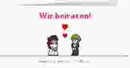 Hochzeitseinladung Pixel lange Klappkarte quer weiss