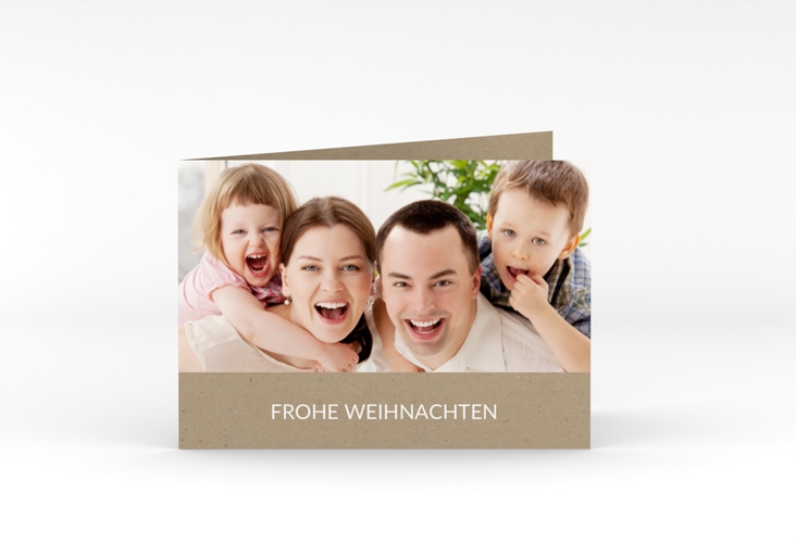 Weihnachtskarte Cozy A6 Klappkarte quer Kraftpapier zum Personalisieren mit Foto