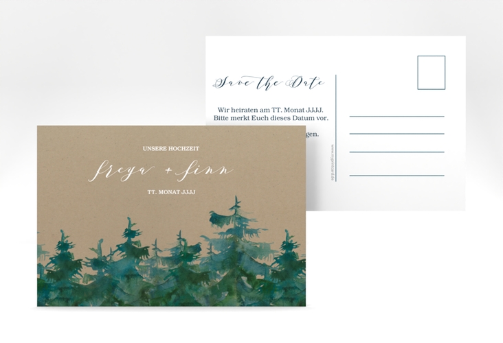 Save the Date-Postkarte Evergreen A6 Postkarte