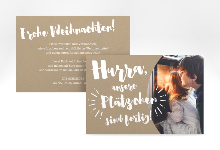 Weihnachtskarte Plätzchen A6 Karte quer hochglanz für Weihnachtsgrüße mit Familienfoto