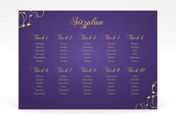 Sitzplan Poster Hochzeit Eternity 70 x 50 cm Poster lila