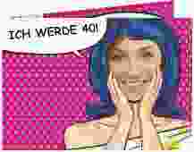 Einladung 40. Geburtstag Popart Woman A6 Klappkarte quer pink