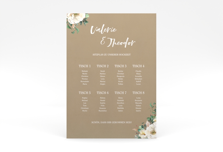 Sitzplan Poster Hochzeit Ivory 50 x 70 cm Poster Kraftpapier