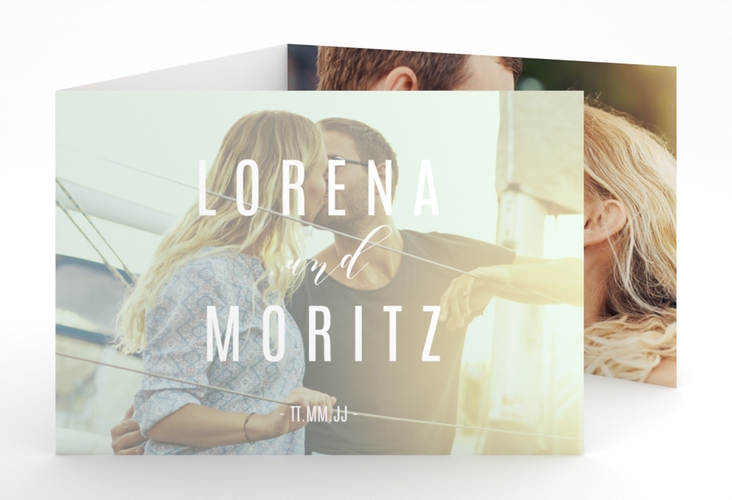 Hochzeitseinladung Memory A6 Doppel-Klappkarte mint