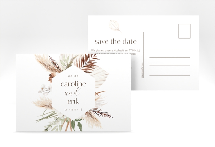 Save the Date-Postkarte Bohemian A6 Postkarte weiss hochglanz