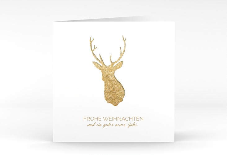 Business-Weihnachtskarte Deer quadr. Klappkarte und weiß mit Hirsch-Motiv