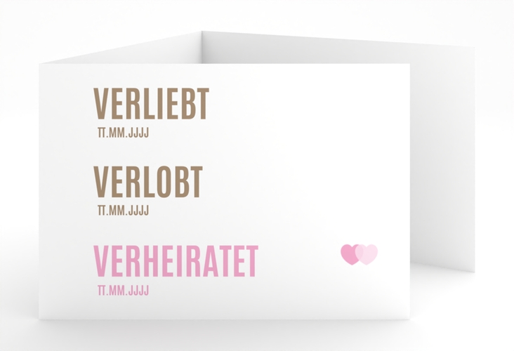 Hochzeitseinladung Couple A6 Doppel-Klappkarte rosa