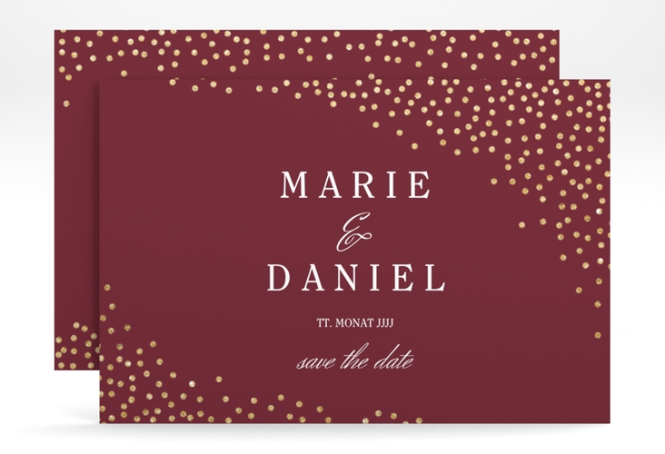 Save the Date-Karte Glitter A6 Karte quer rot