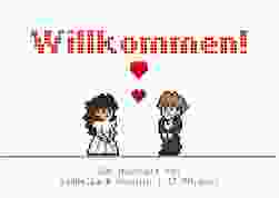 Willkommensschild Poster Pixel 70 x 50 cm Poster weiss